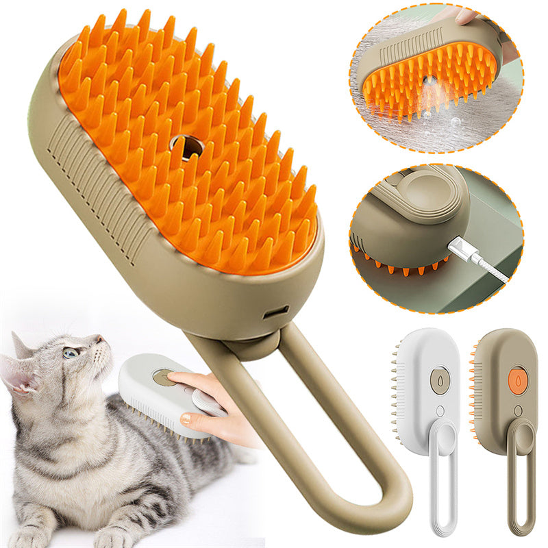 3-in-1 Electric Spray Cat and Dog Steam Brush for Grooming and Hair Removal
