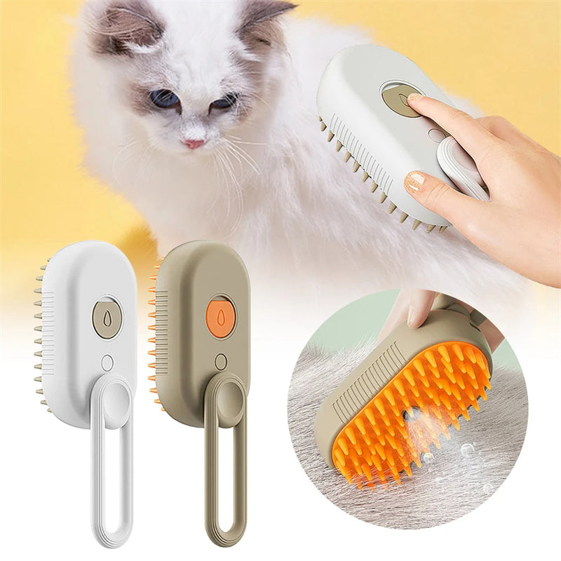 3-in-1 Electric Spray Cat and Dog Steam Brush for Grooming and Hair Removal