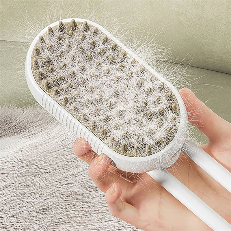 3-in-1 Electric Spray Cat and Dog Steam Brush for Grooming and Hair Removal