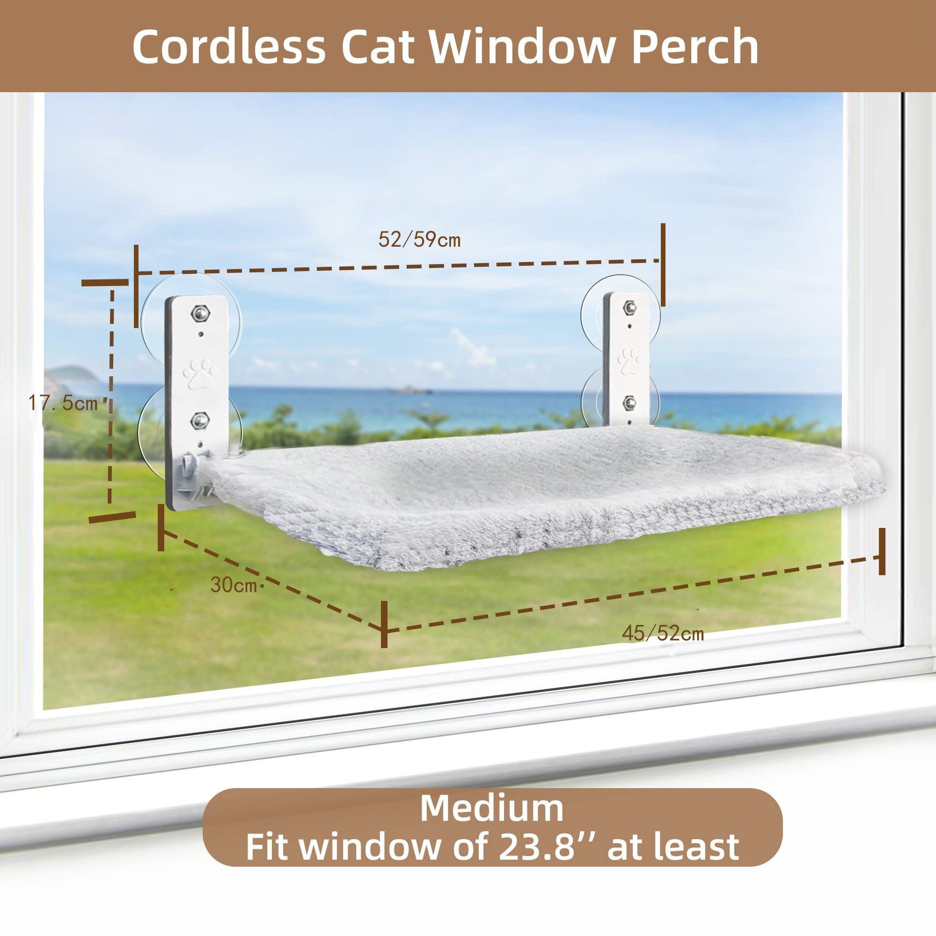 Cordless Indoor Cat Hammock Window Perch - Foldable and Convenient Pet Seat