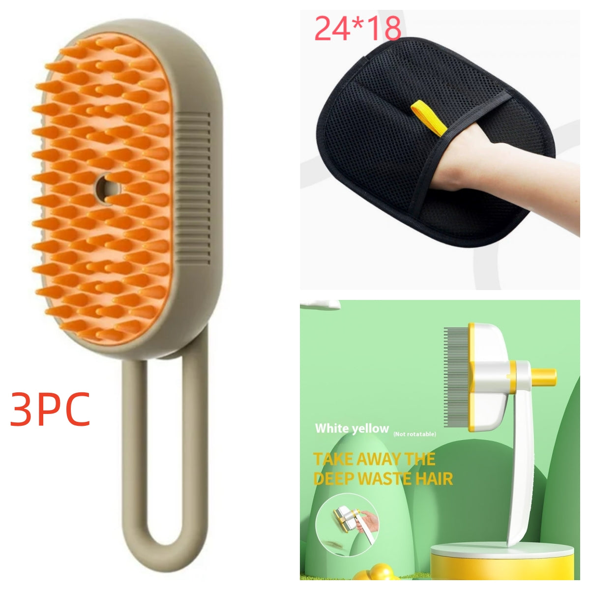 3-in-1 Electric Spray Cat and Dog Steam Brush for Grooming and Hair Removal