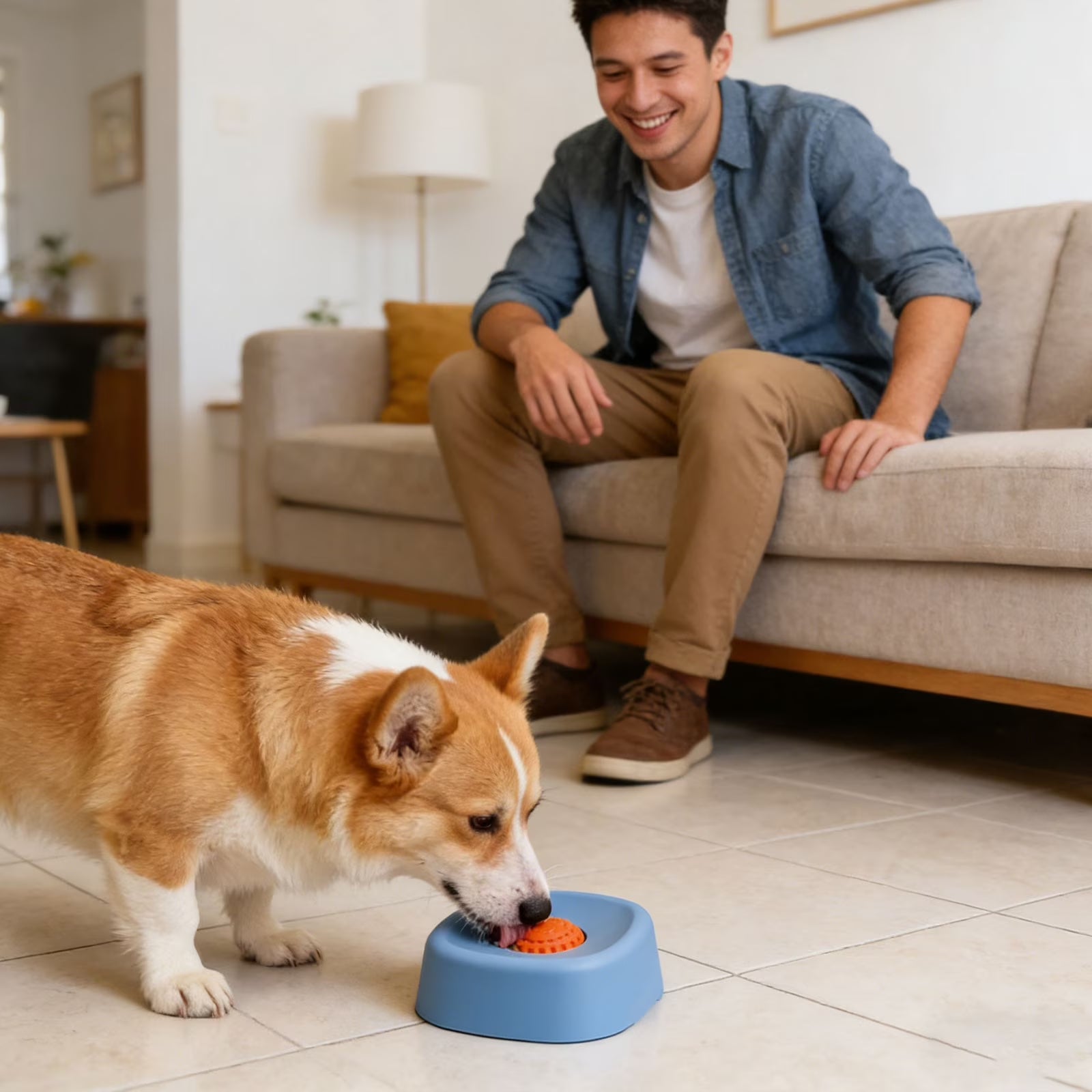 Dog Lick Bowl with Rolling Ball Slow Feeder Liquid Dog Bowl Anti-Slip Dog Licking Bowl with Ball for Bone Broth Yogurt Anxiety Relief Enrichment Feeding Lick Bowl for Small Medium Large Dogs
