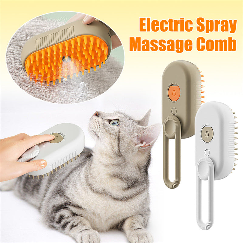 3-in-1 Electric Spray Cat and Dog Steam Brush for Grooming and Hair Removal