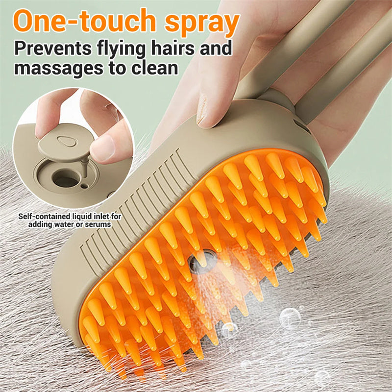 3-in-1 Electric Spray Cat and Dog Steam Brush for Grooming and Hair Removal